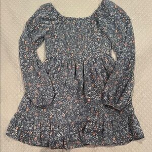 Art Class Textured Smocked Top in Blue and Pink